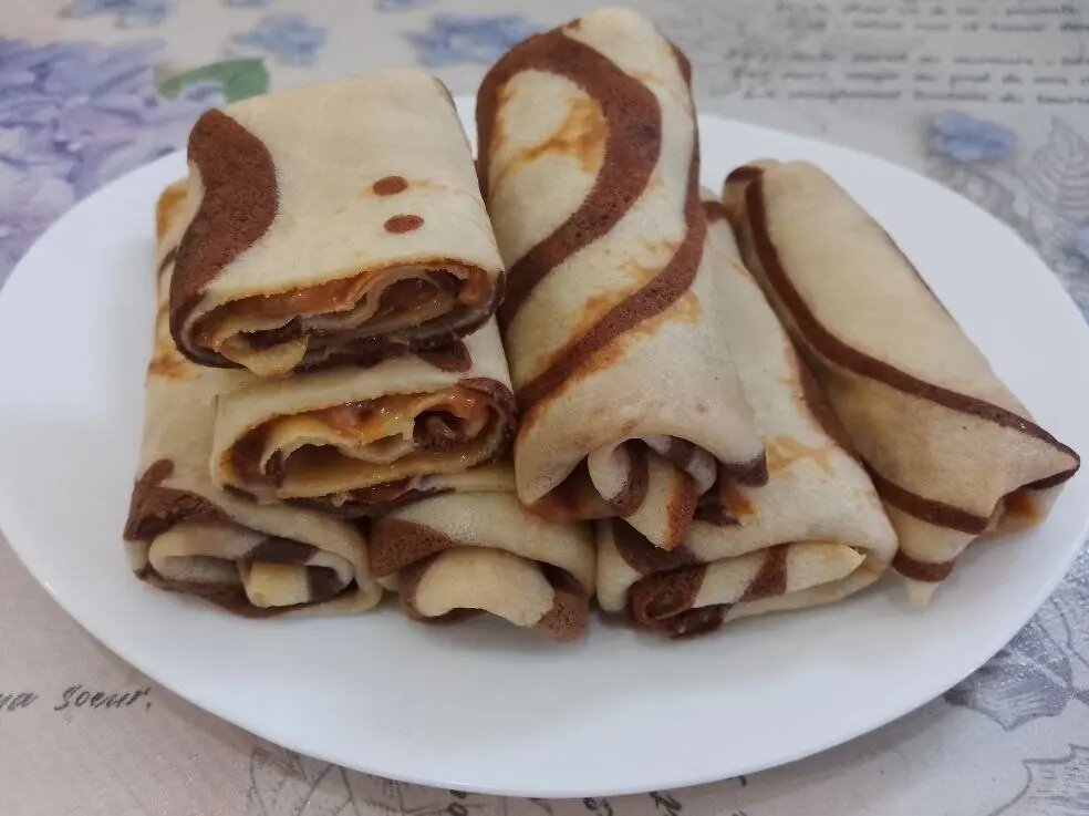 Нежные блинчики "Зебра" с вареным сгущенным молоком