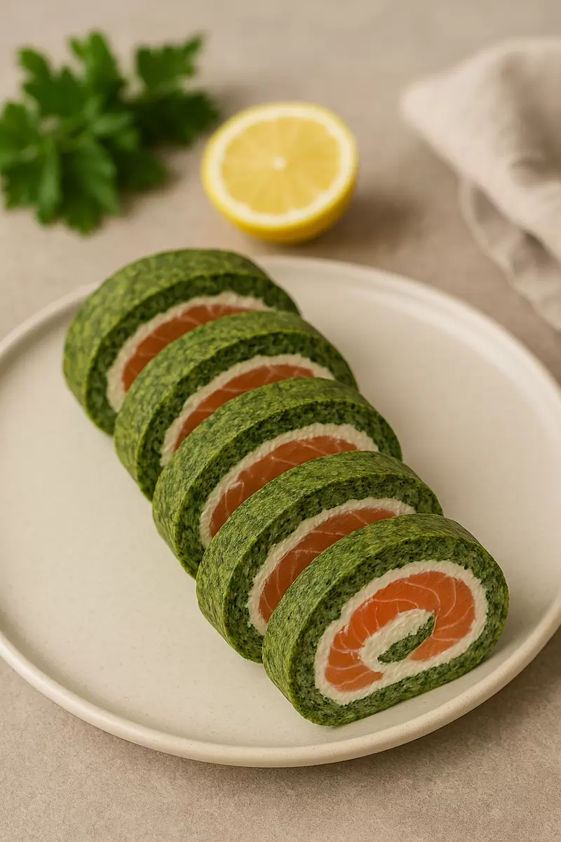 Нежный рулет со шпинатом и лососем: рецепт для яркого новогоднего стола